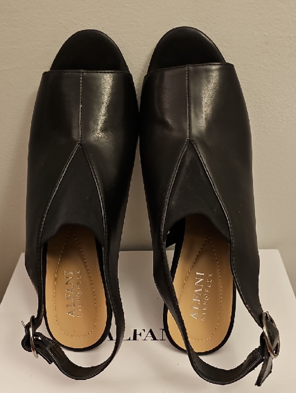 Alfani JASMYNEE Black Peep-Toe Slingback Heels Size 8 - Picture 2 of 8